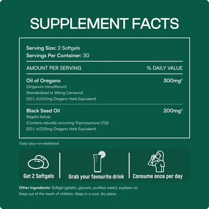 Resilia Softgels with Black Seed Oil – Premium Grade Oregano Oil Capsules